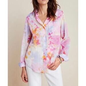 Pilcro Anthropologie Tie Dye Women's Small Blouse Long Sleeve Button Down Pink